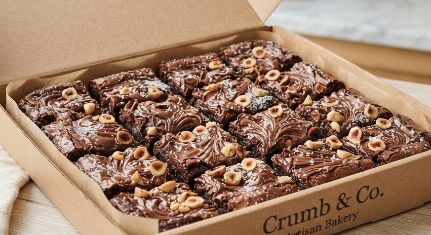 Hazelnut Fudge Brownie Box — detail view