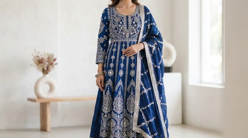 Noor Sapphire Chiffon — detail view