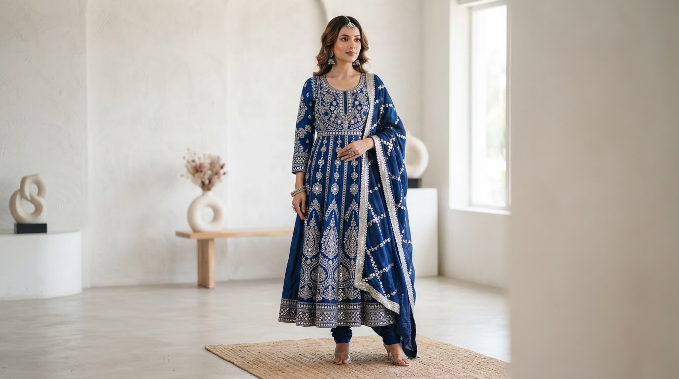 Noor Sapphire Chiffon — 3 Piece — Stitched